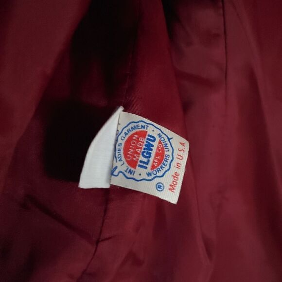 Vintage Gamut  Women's Quilted Blazer Military  Jacket Size XS Burgundy Preppy - Picture 9 of 11